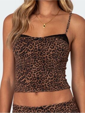 Edikted leopard print mesh bra top